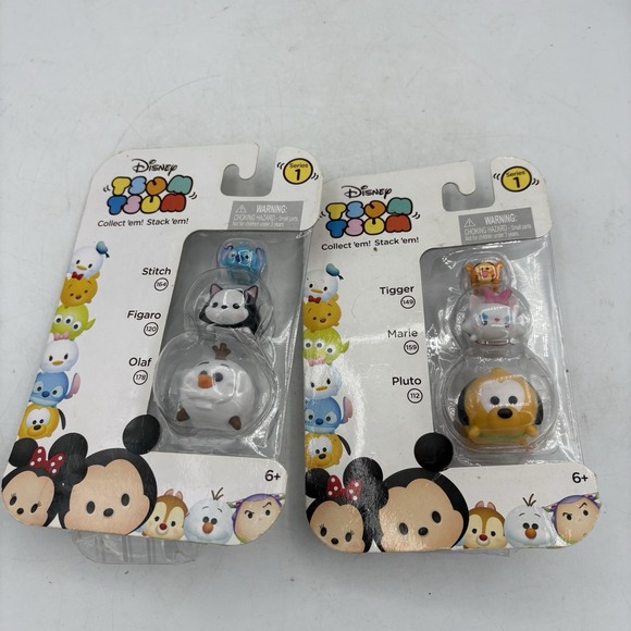 Disney Other - Disney Tsum Tsum Figures Series 1 Lot of 2 Pack of 3 Olaf‎ Stitch Tigger Pluto